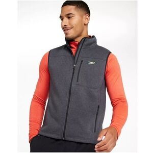 LL Bean Vest Mens Large Gray Sweater Fleece Slightly Fitted Zip 505974 Layer